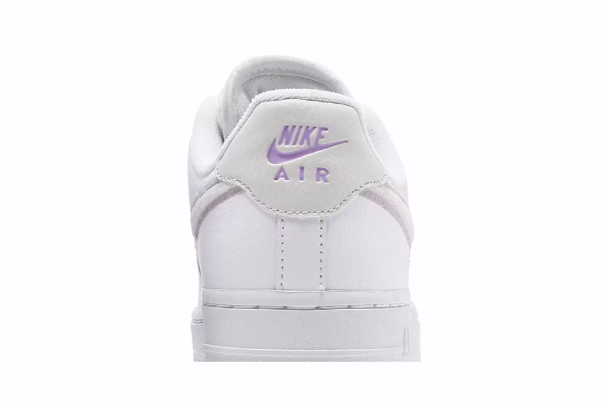 Nike Women's Air Force 1 Chenille Swoosh - White Lilac, view 8