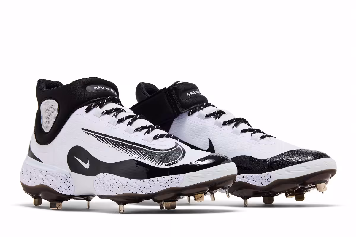 Nike Alpha Huarache Elite 4 Mid White Black, view 9