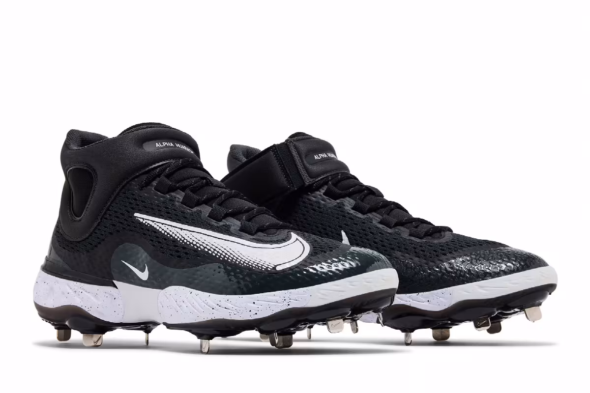 Nike Alpha Huarache Elite 4 Mid Black Dark Smoke Grey, view 9