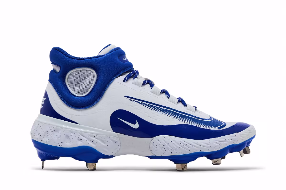 Nike Alpha Huarache Elite 4 Mid White Hyper Royal, view 2