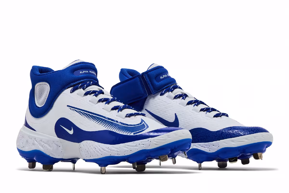 Nike Alpha Huarache Elite 4 Mid White Hyper Royal, view 9