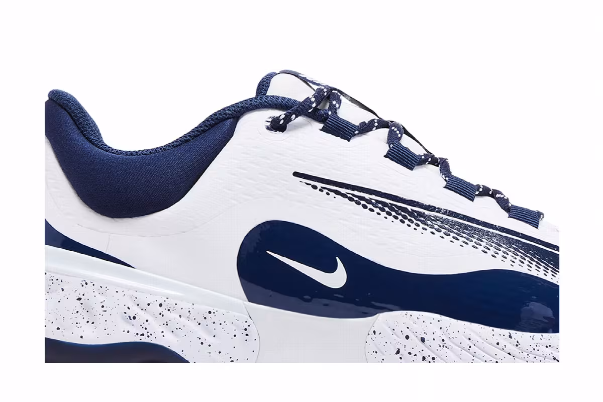 Nike Alpha Huarache Elite 4 Low White Midnight Navy, view 3