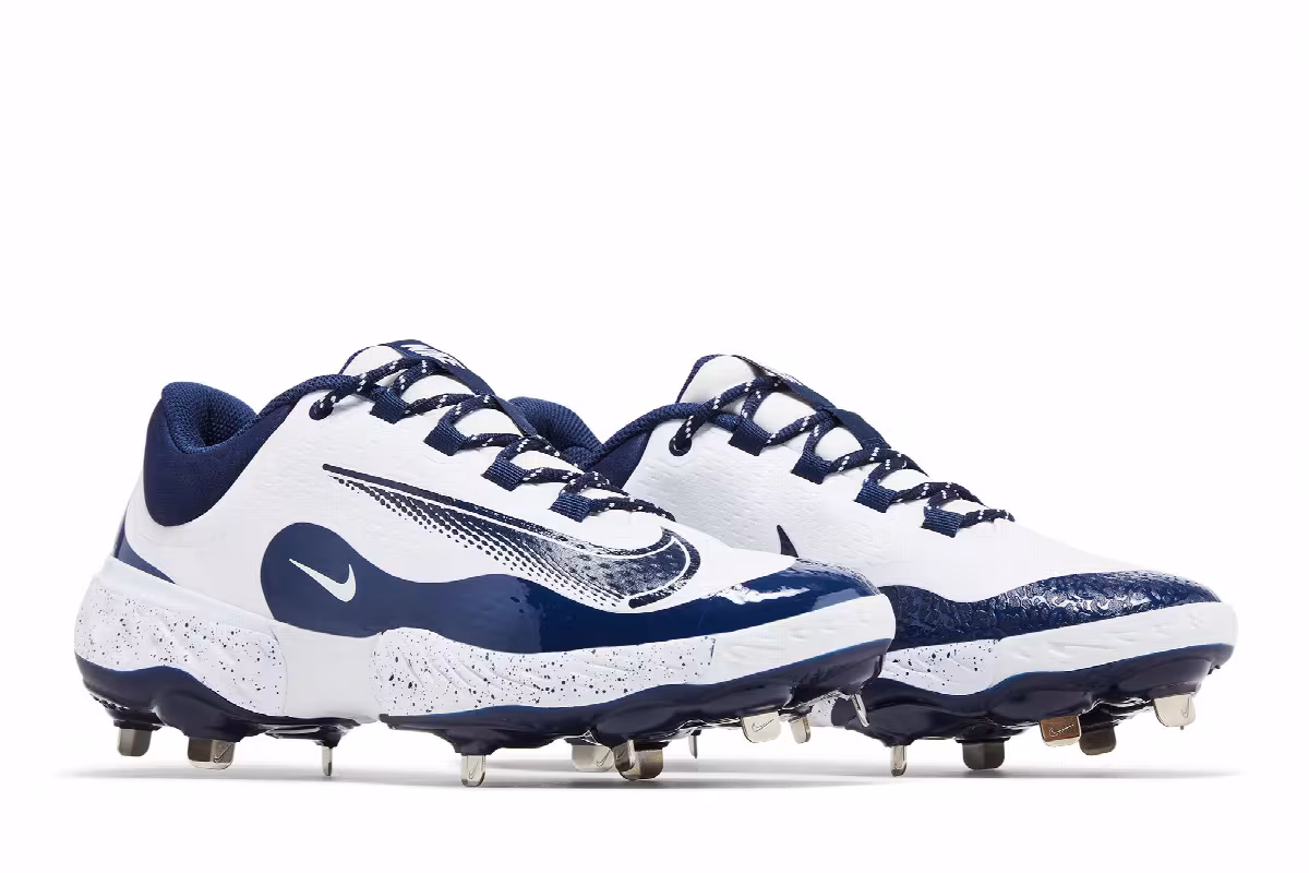 Nike Alpha Huarache Elite 4 Low White Midnight Navy, view 9