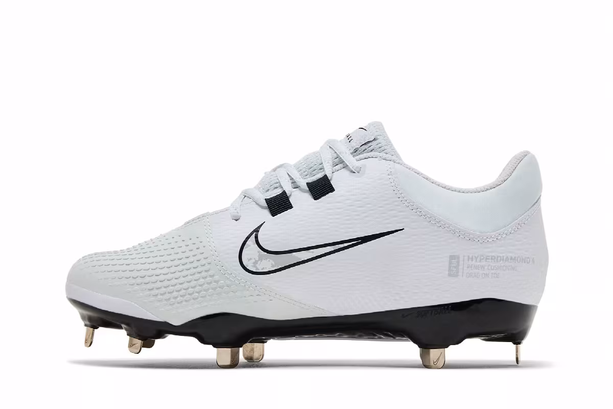 Nike Women's Hyperdiamond 4 Pro White Black Wolf Grey, view 4