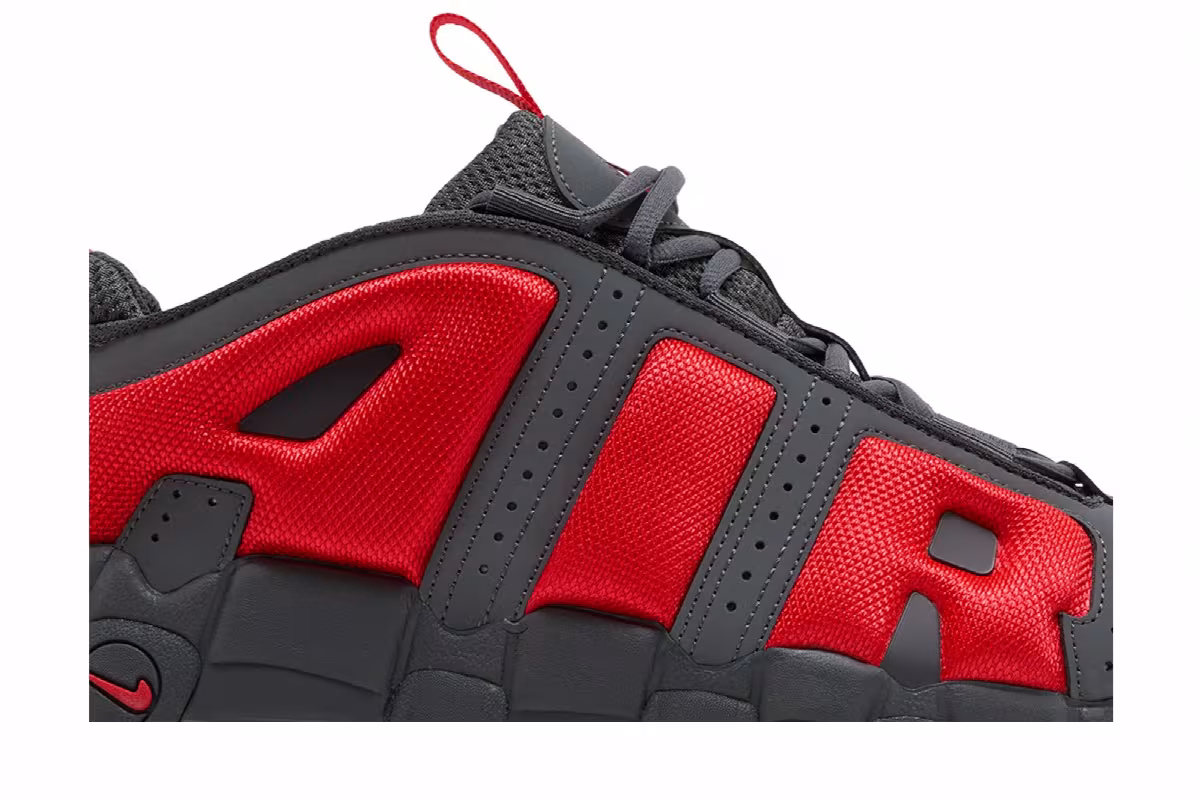 Nike Air More Uptempo Low Dark Grey Light Crimson, view 3