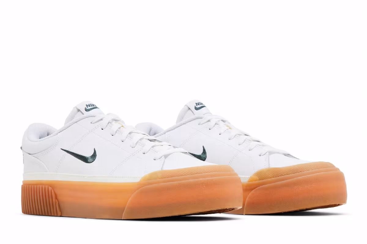Nike Women's Court Legacy Lift White Vintage Green Gum, view 9