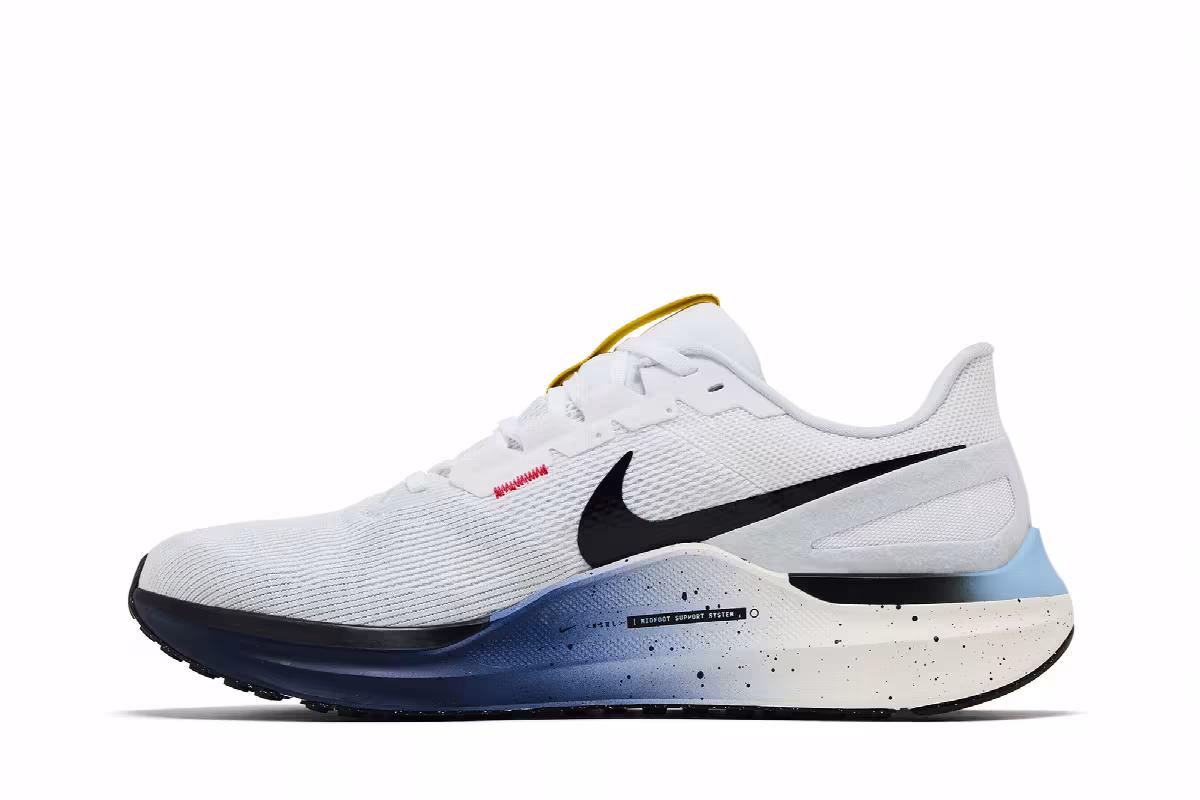 Nike Air Zoom Structure 25 White Navy Speed Yellow, view 4