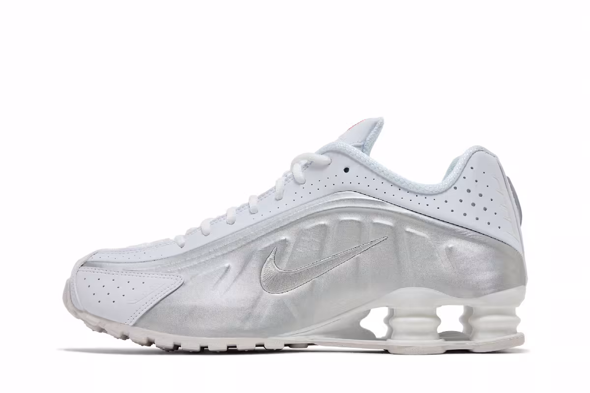 Nike Shox R4 White Metallic Silver 2024, view 4