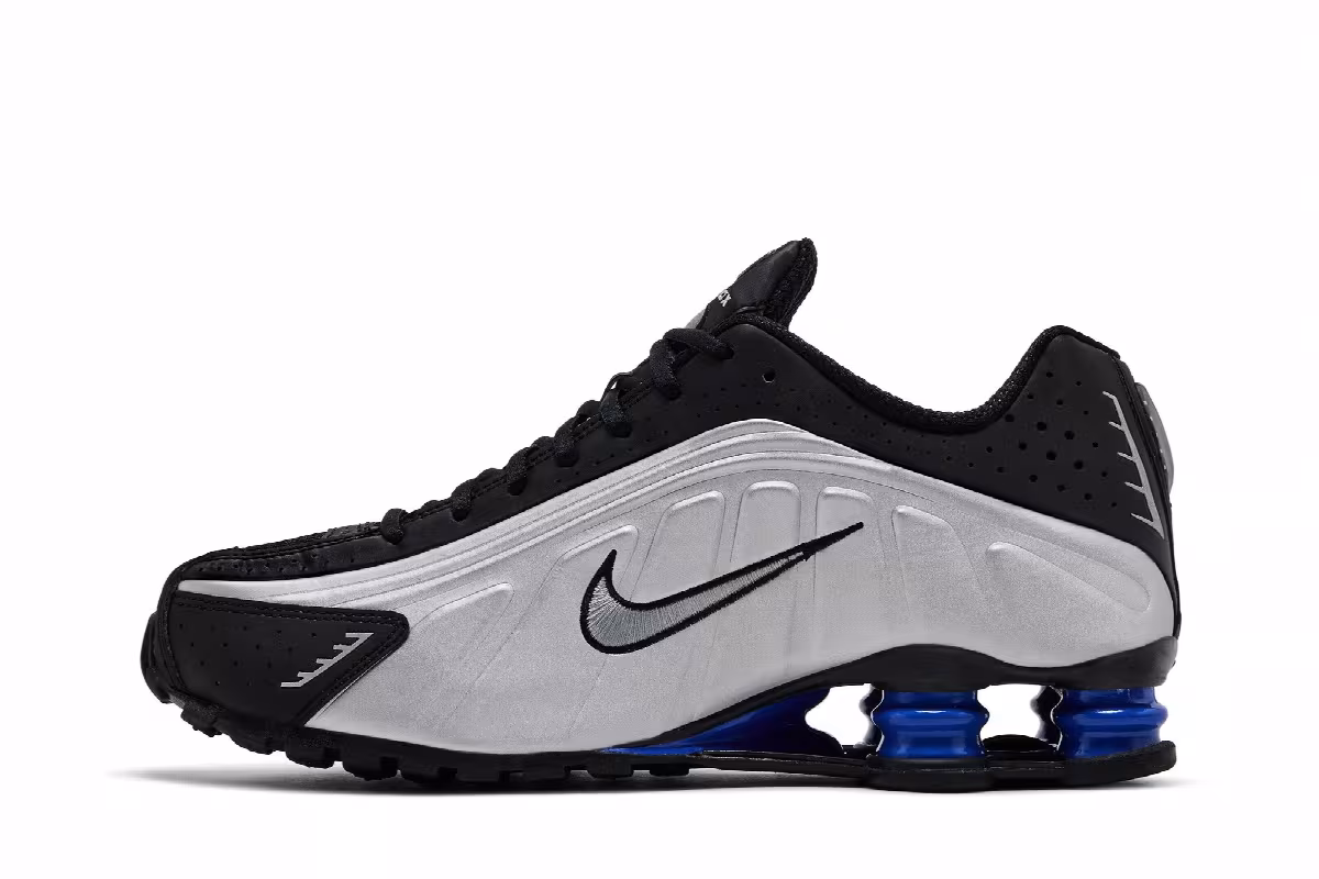 Nike Women's Shox R4 Metallic Silver Racer Blue, view 4