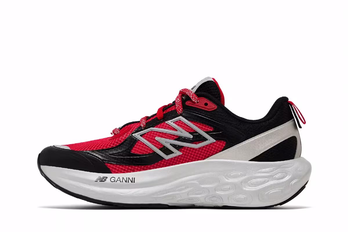 GANNI x New Balance Fresh Foam Trainer Black Racing Red, view 4