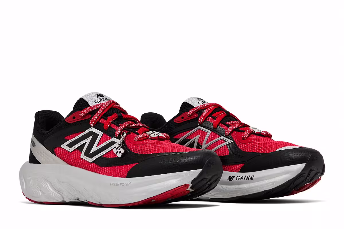 GANNI x New Balance Fresh Foam Trainer Black Racing Red, view 9