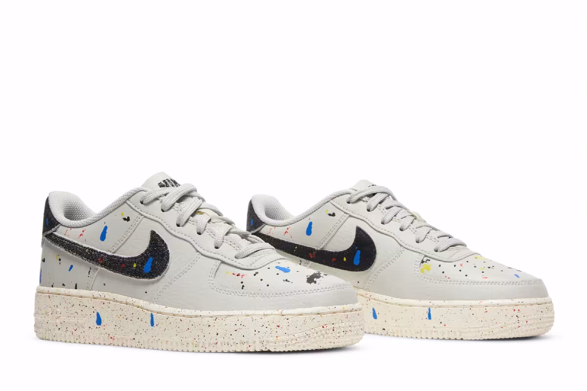 Nike Air Force 1 LV8 3 GS Paint Splatter - Light Bone, view 9