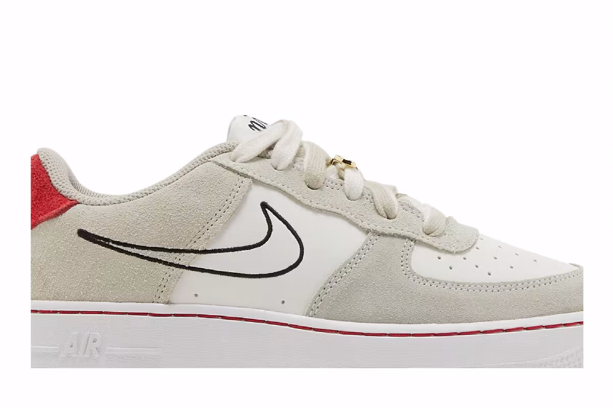 Nike Air Force 1 LV8 S50 GS Light Stone University Red, view 3