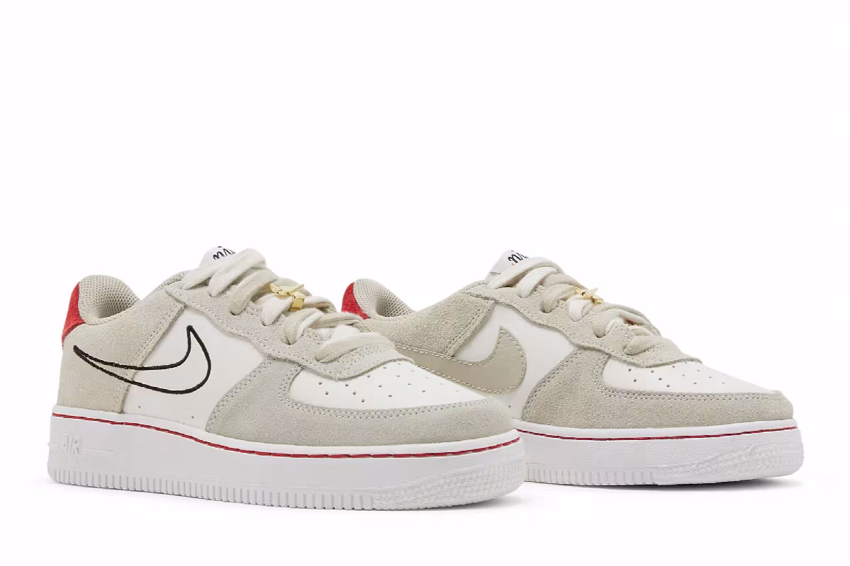 Nike Air Force 1 LV8 S50 GS Light Stone University Red, view 9