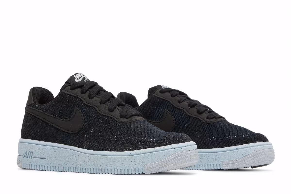Nike Air Force 1 Crater Flyknit GS Black Chambray Blue, view 9