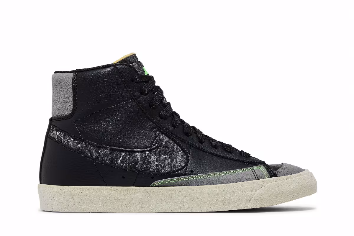 Nike Blazer Mid Recycled Wool - Black Electric Green, view 2