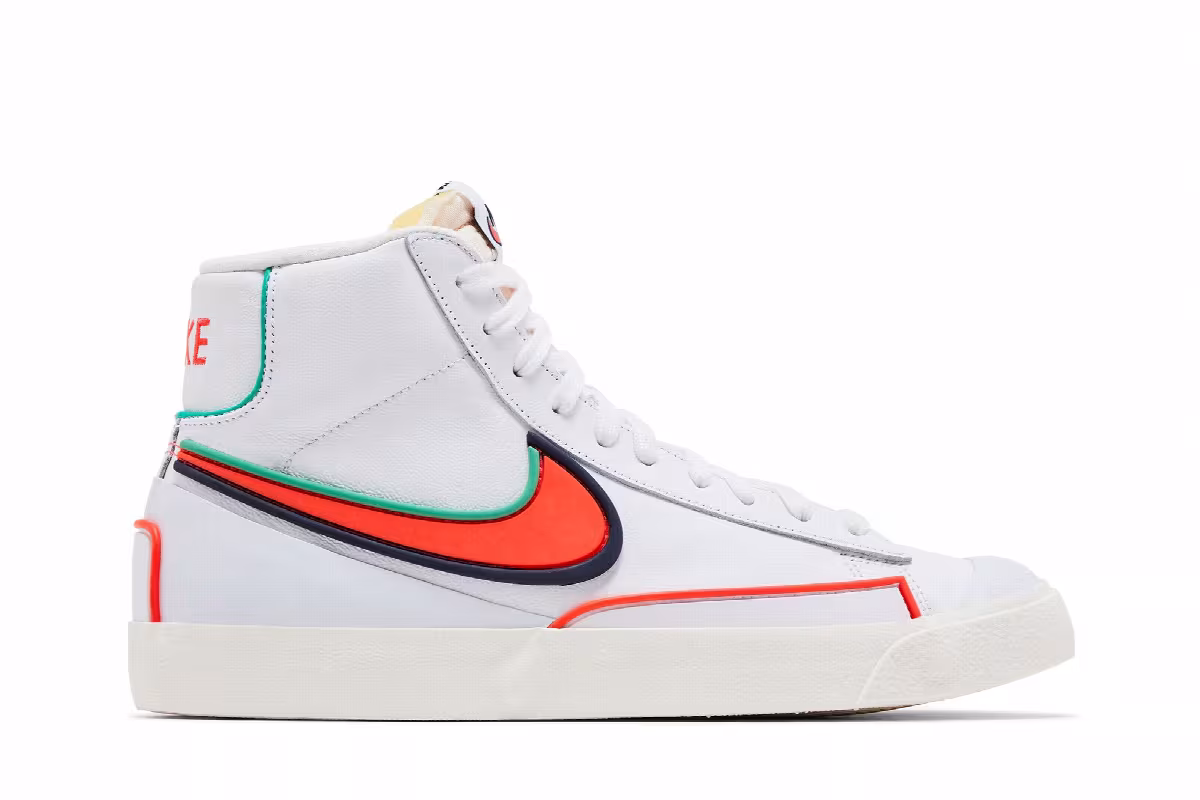 Nike Blazer Mid White Blue Void Crimson, view 2