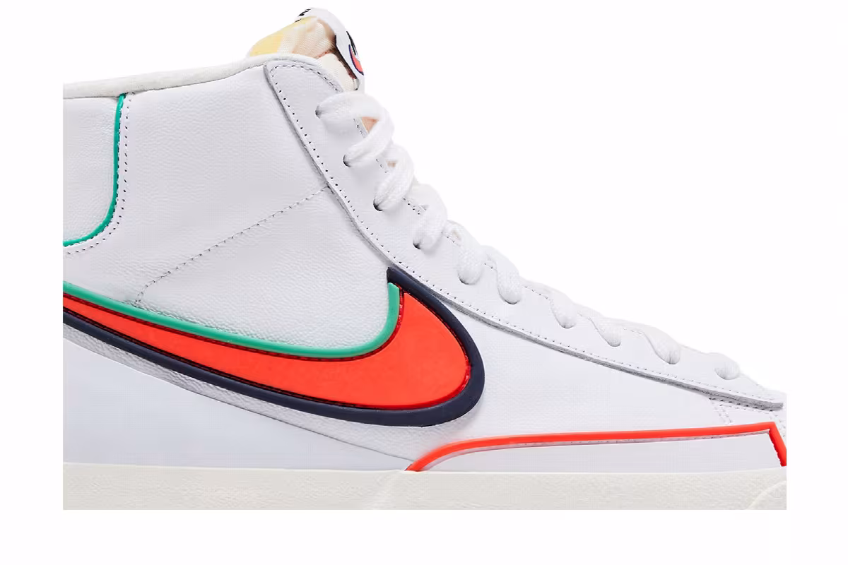 Nike Blazer Mid White Blue Void Crimson, view 3