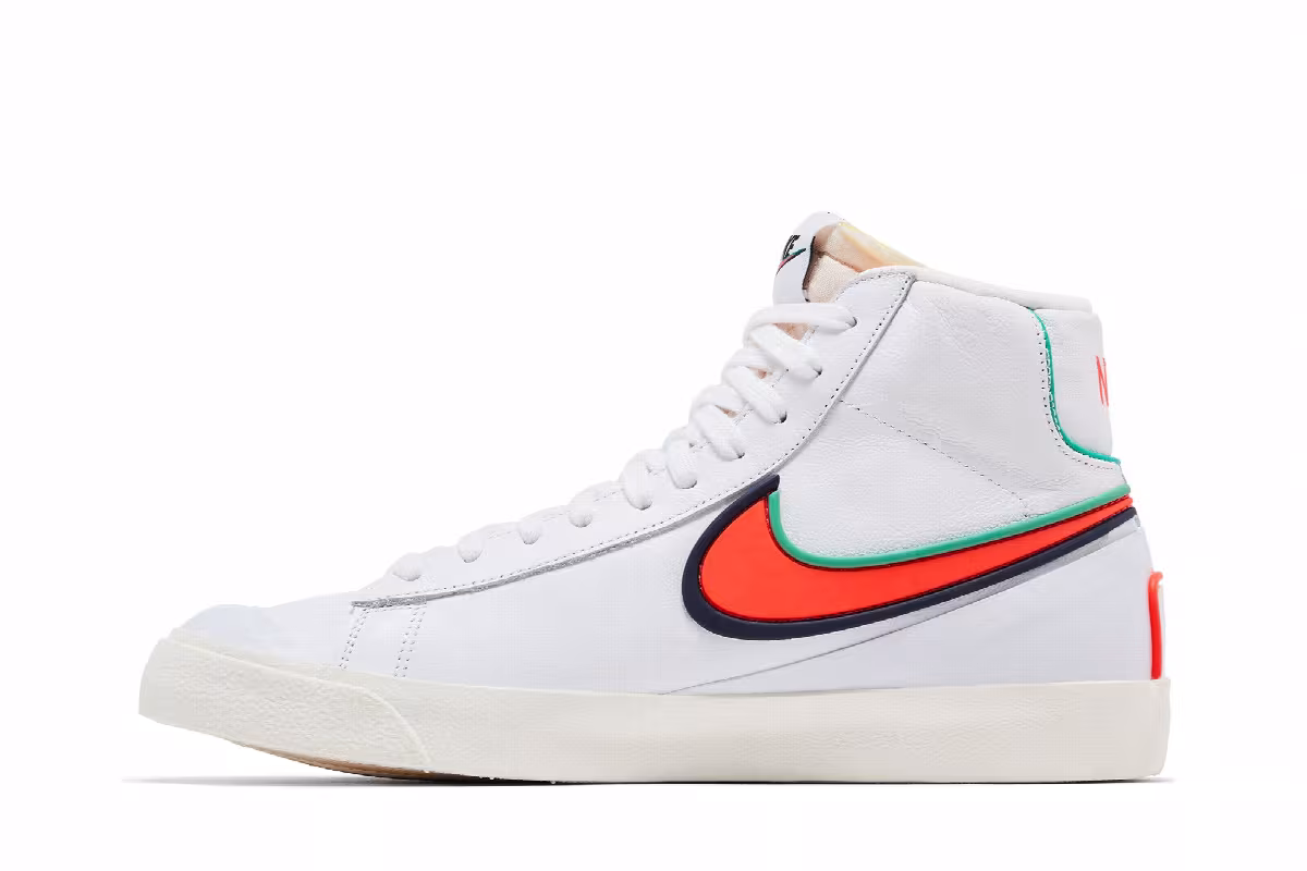 Nike Blazer Mid White Blue Void Crimson, view 4