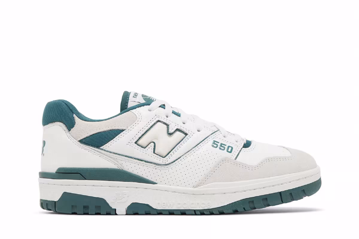 New Balance 550 White Vintage Teal, view 2