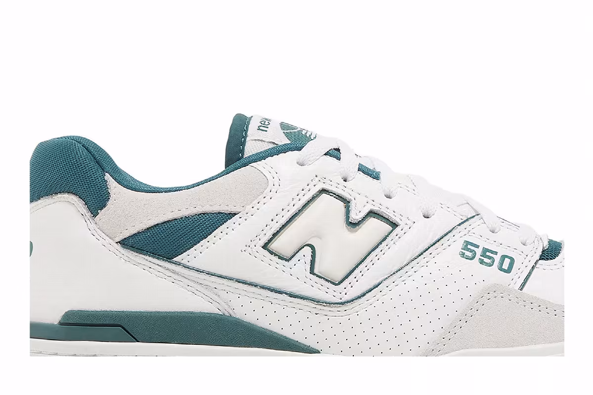 New Balance 550 White Vintage Teal, view 3