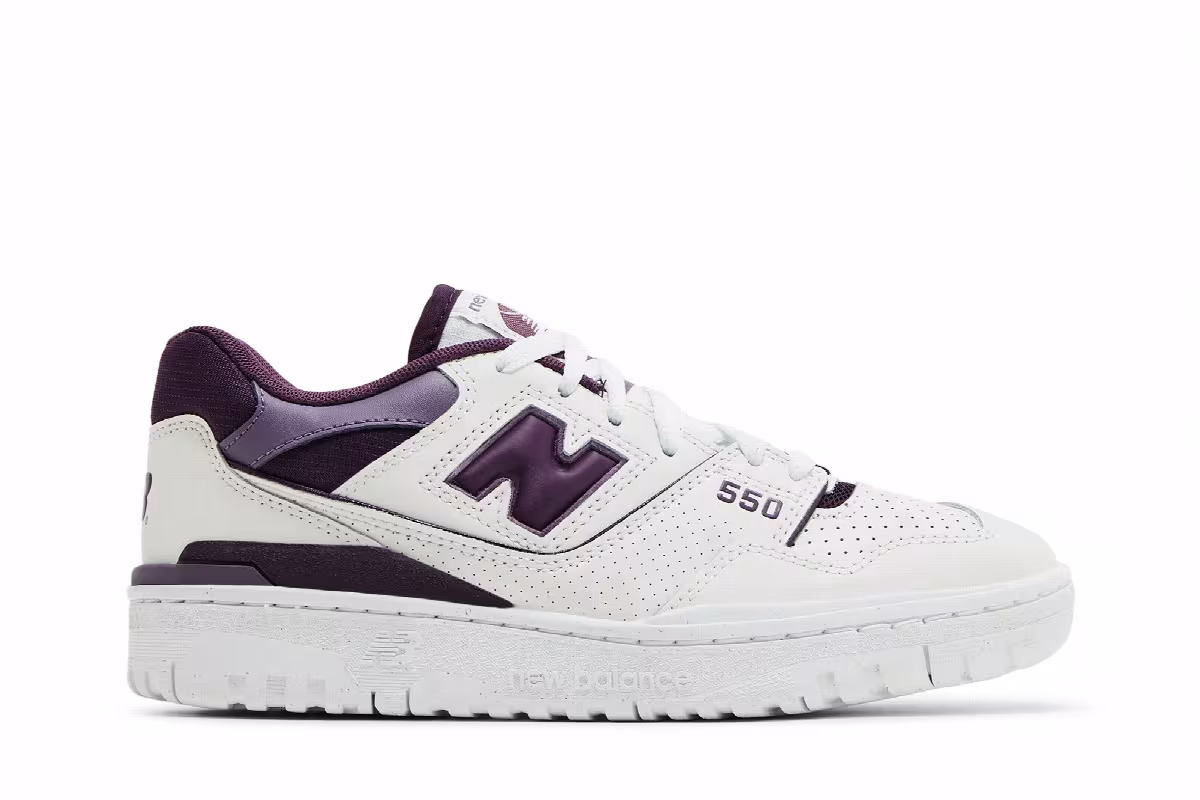 New Balance Women's 550 White Midnight Violet, view 2