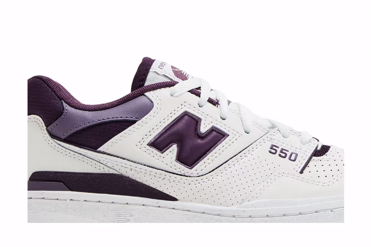 New Balance Women's 550 White Midnight Violet, view 3