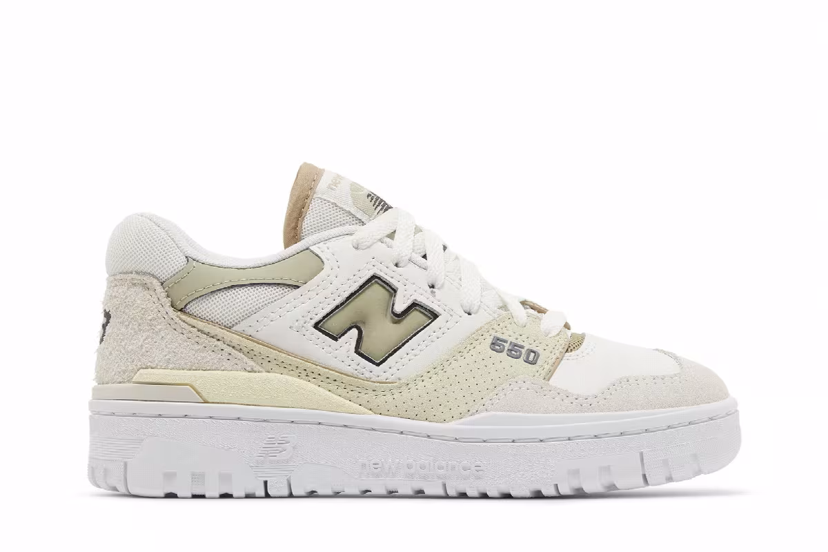 New Balance Women's 550 Sea Salt Fatigue Green, view 2