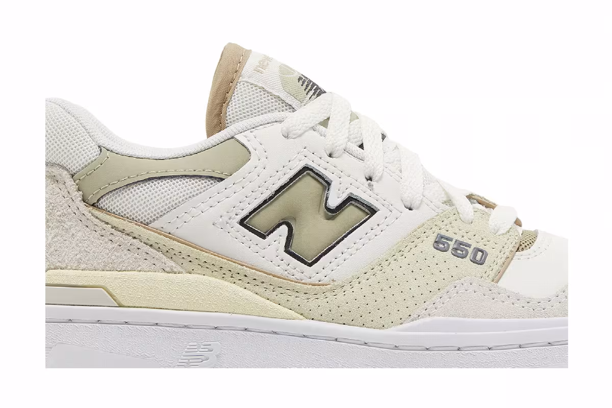New Balance Women's 550 Sea Salt Fatigue Green, view 3