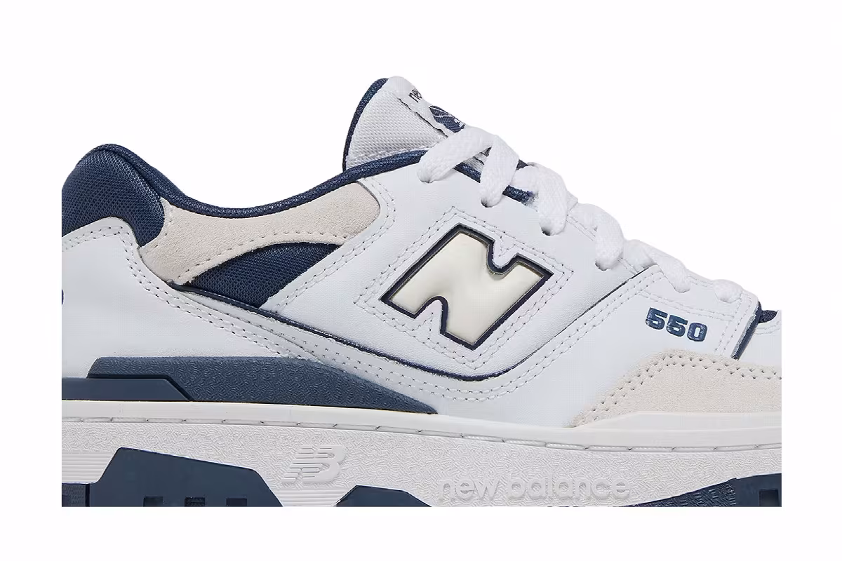 New Balance 550 Big Kid White Vintage Indigo, view 3