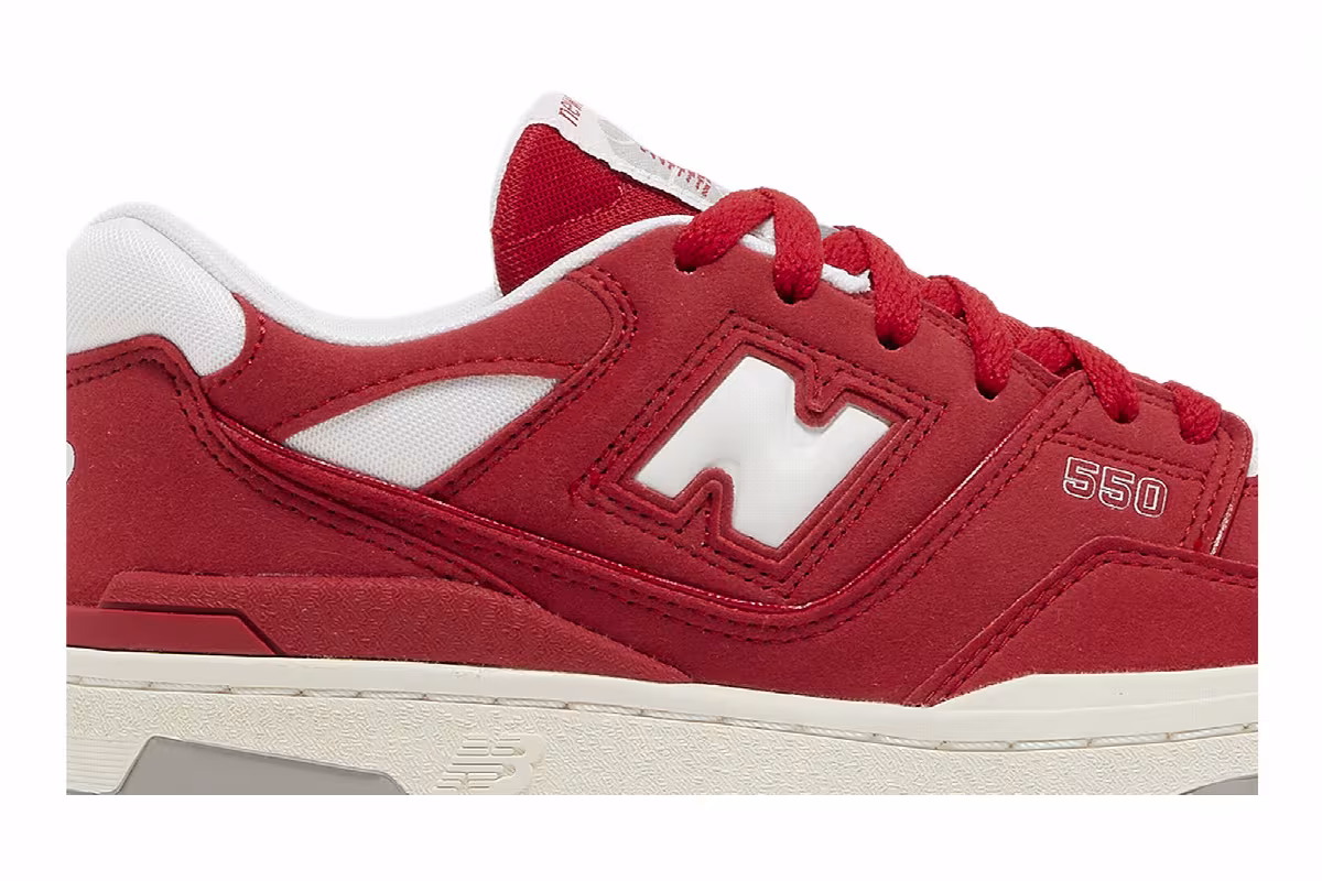 New Balance 550 Big Kid Suede Pack - Team Red, view 3