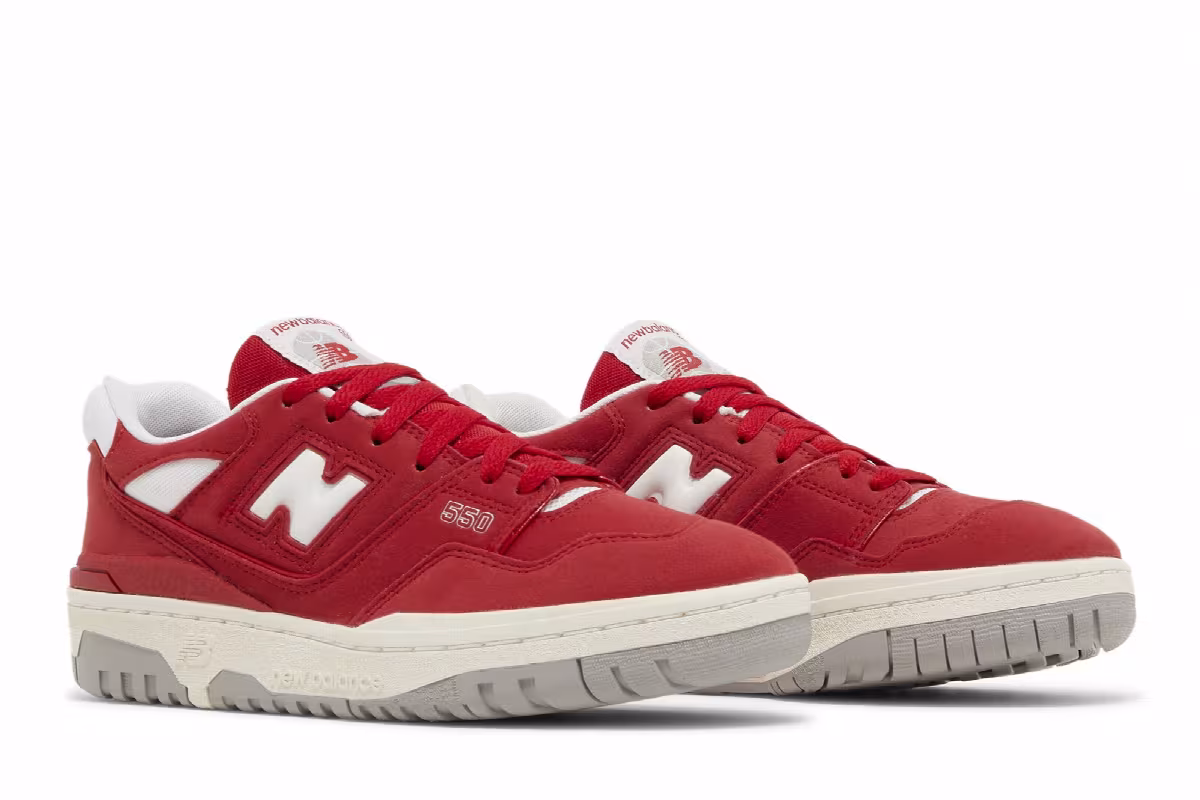 New Balance 550 Big Kid Suede Pack - Team Red, view 9