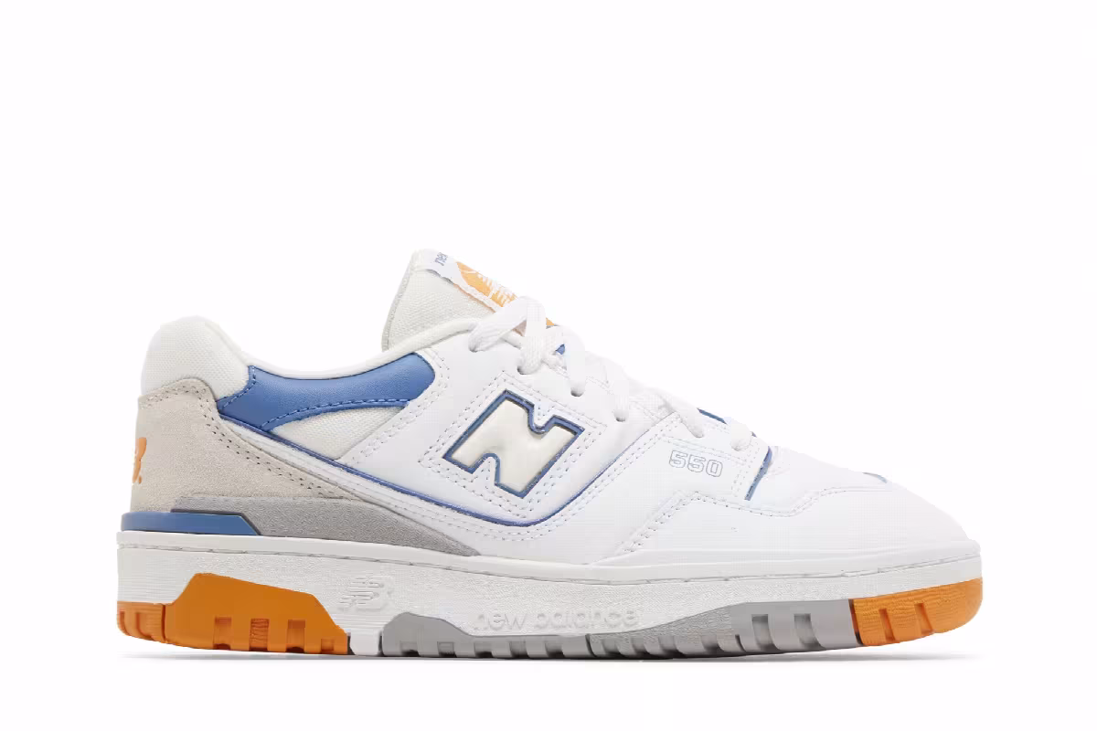New Balance 550 Big Kid White Mercury Blue, view 2
