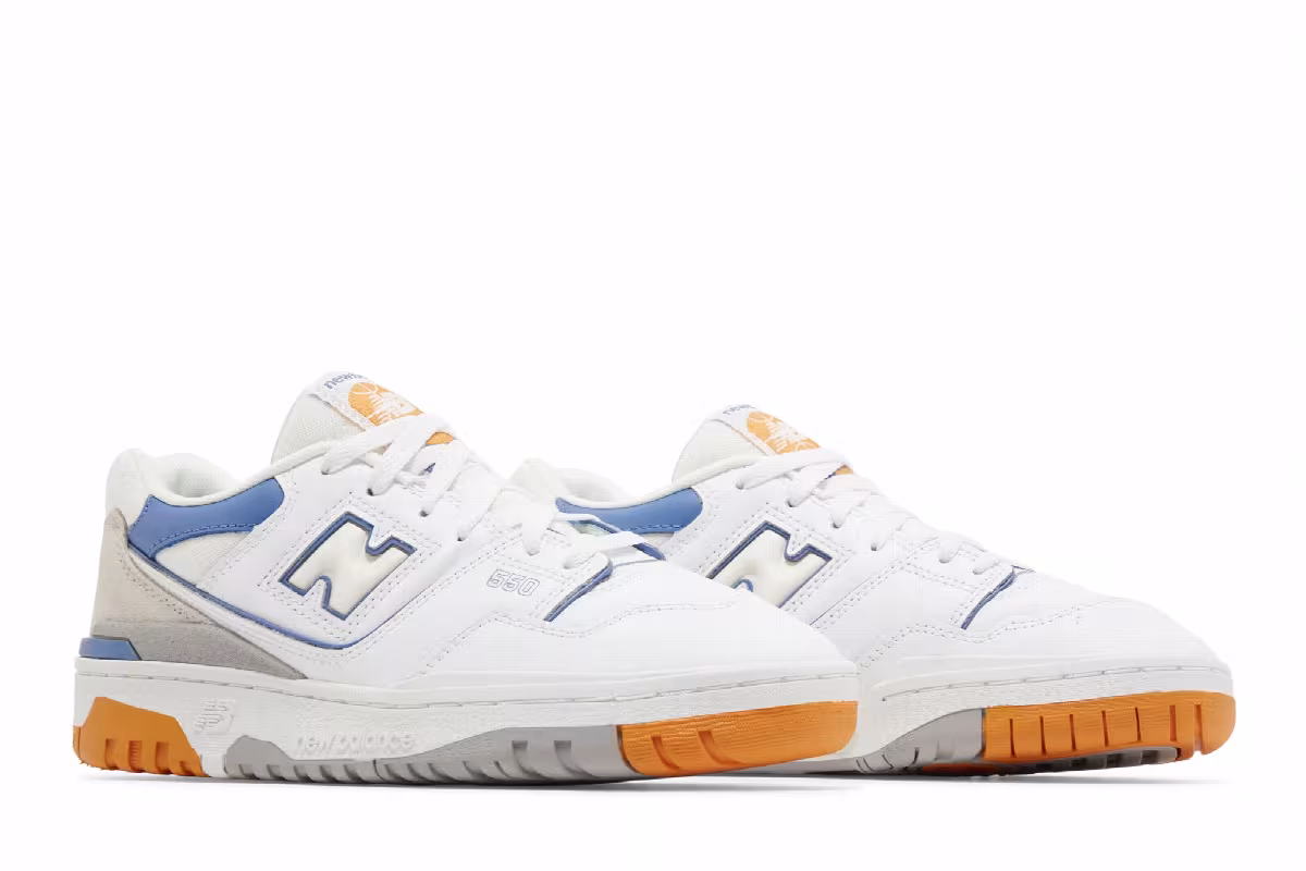 New Balance 550 Big Kid White Mercury Blue, view 9