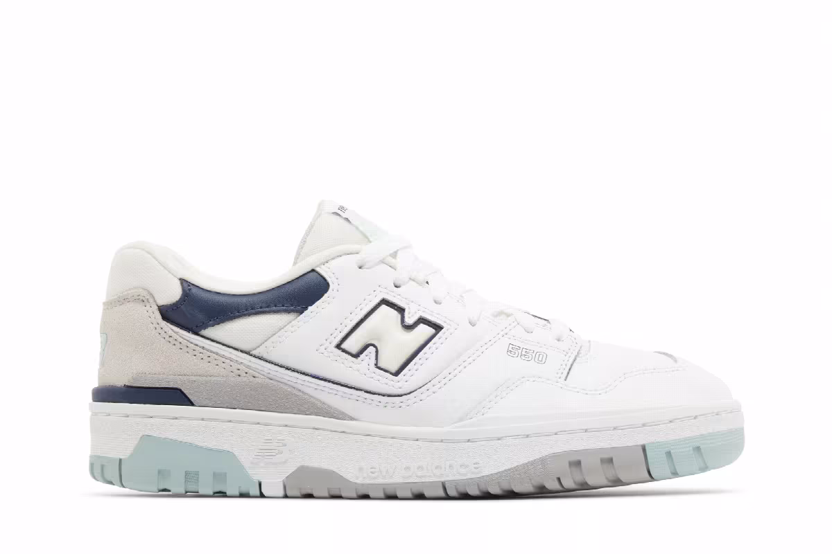 New Balance 550 Big Kid White Winter Fog, view 2