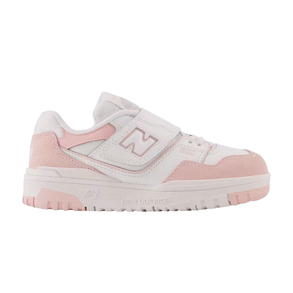 New Balance 550 Bungee Lace Top Strap Little Kid White Pink Haze