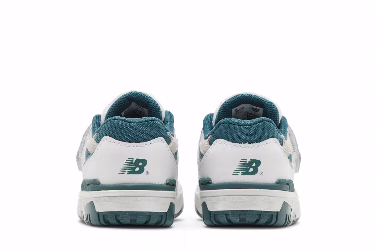 New Balance 550 Bungee Lace Top Strap Toddler White Vintage Teal, view 7