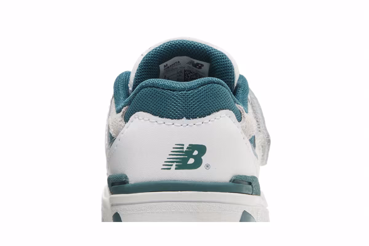 New Balance 550 Bungee Lace Top Strap Toddler White Vintage Teal, view 8
