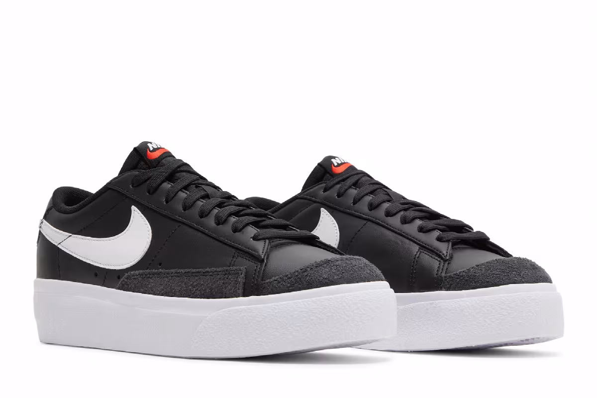 Nike Women's Blazer Low Platform Black White, view 9