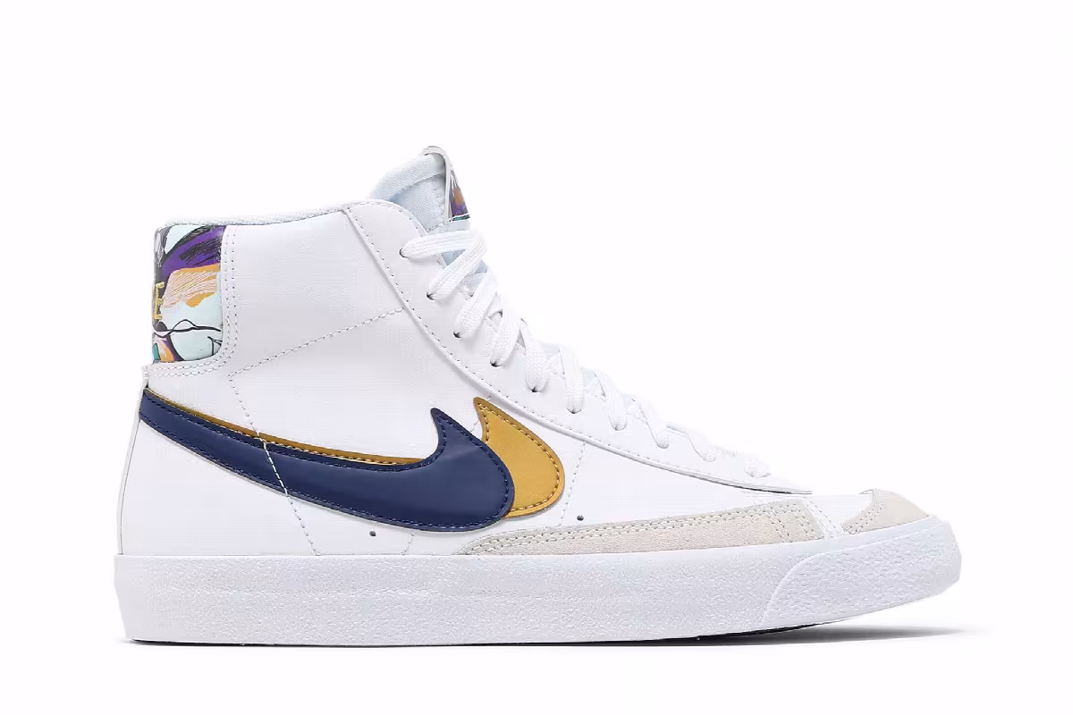 Nike Blazer Mid Double Swoosh - White Gold Blue Void, view 2