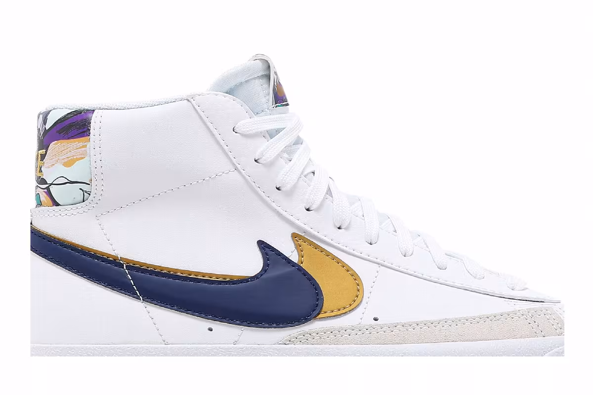 Nike Blazer Mid Double Swoosh - White Gold Blue Void, view 3