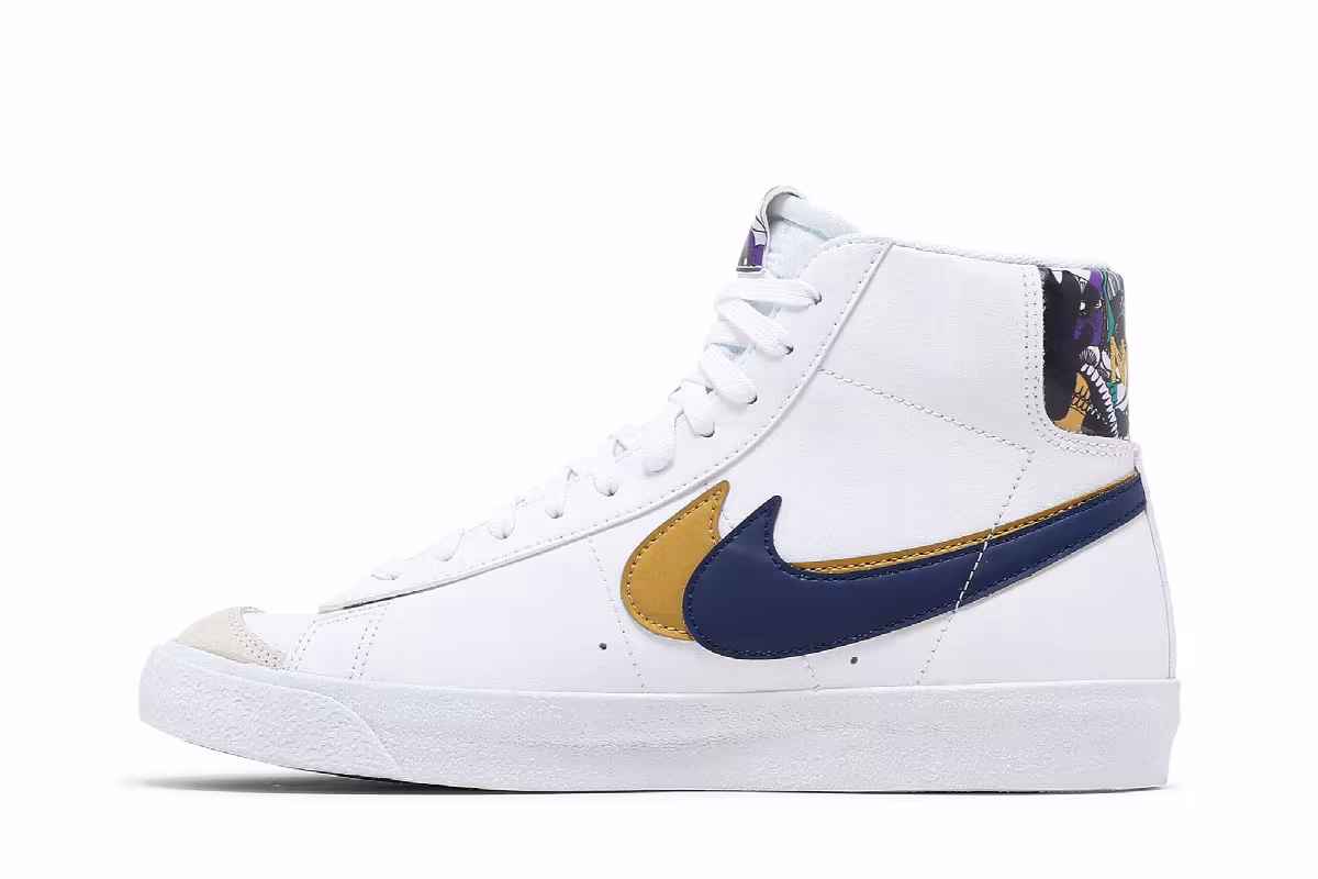 Nike Blazer Mid Double Swoosh - White Gold Blue Void, view 4
