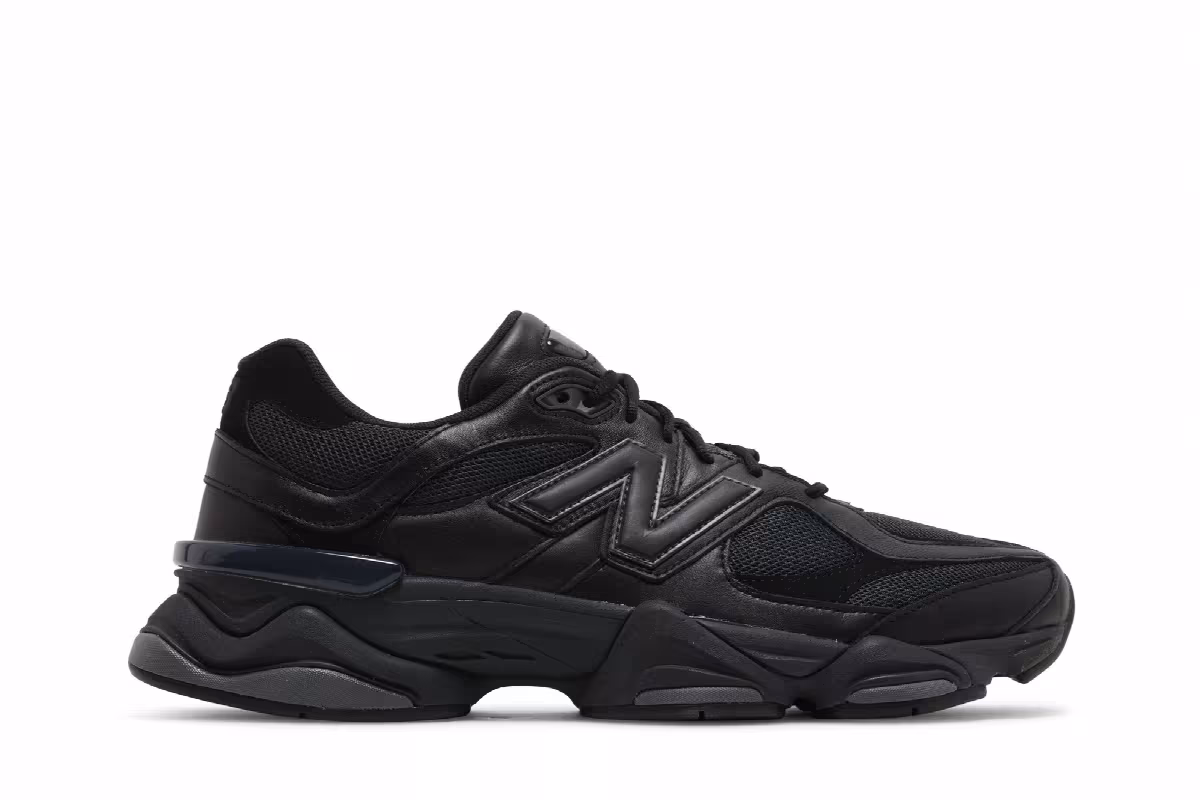 New Balance 9060 Triple Black Leather, view 2