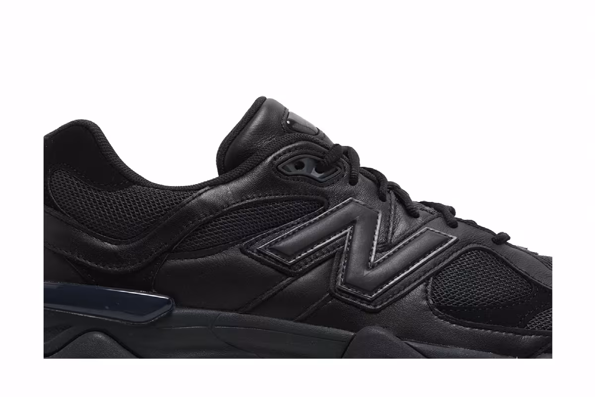 New Balance 9060 Triple Black Leather, view 3