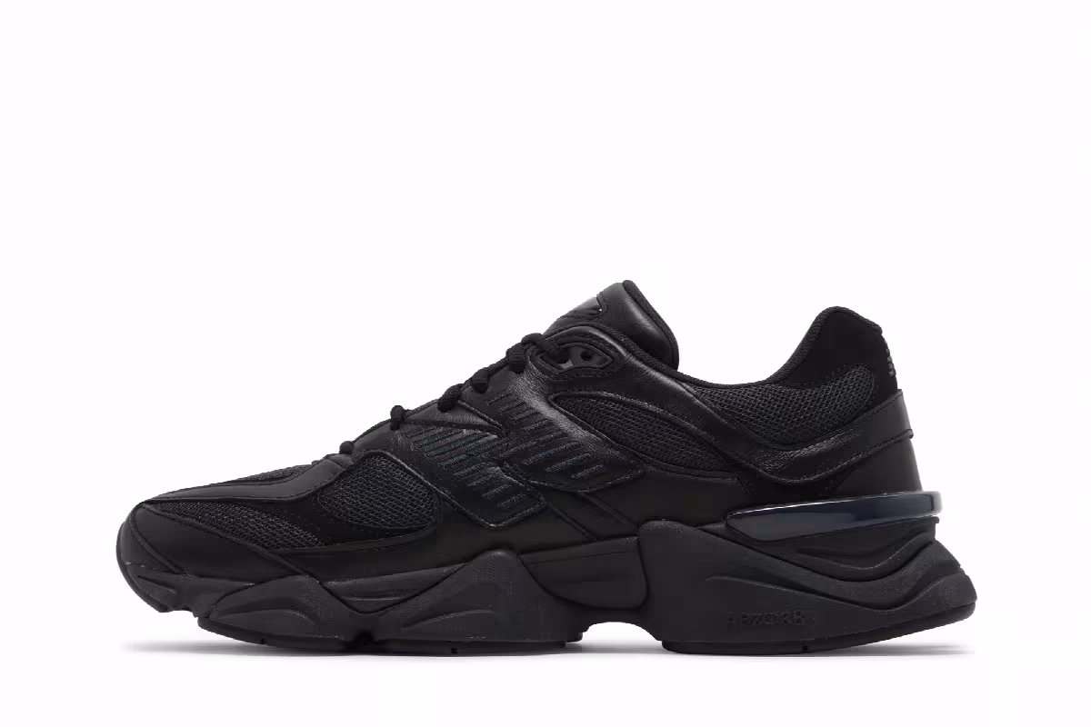 New Balance 9060 Triple Black Leather, view 4