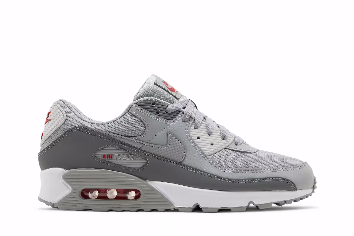 Nike Air Max 90 Light Smoke Grey Red, view 2