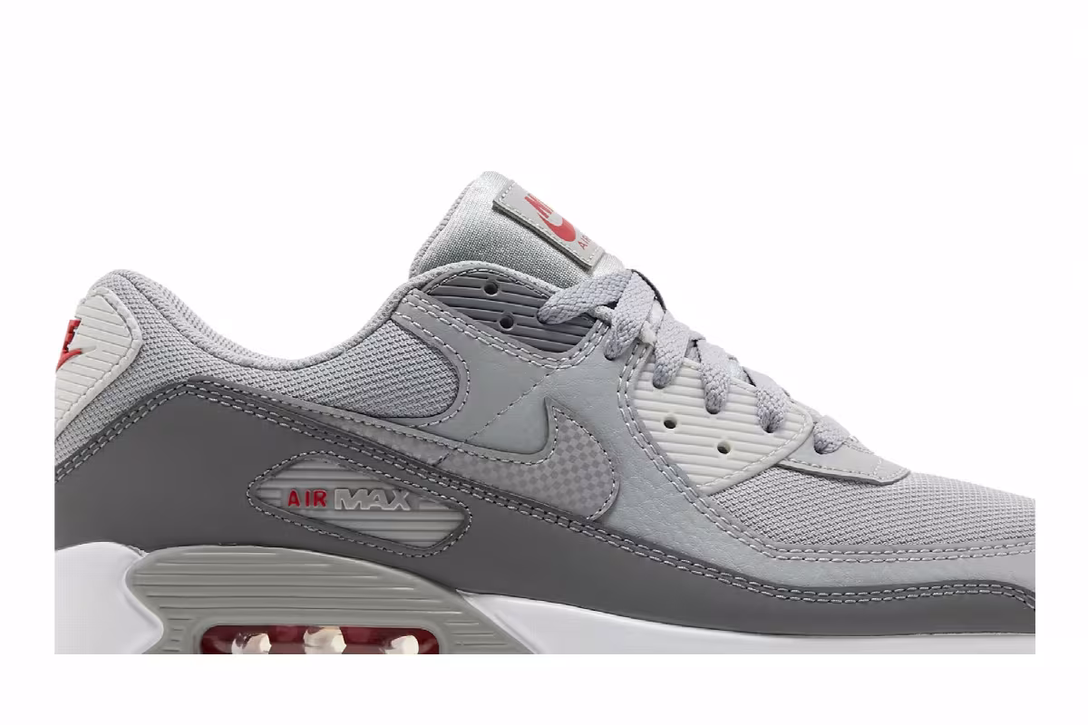 Nike Air Max 90 Light Smoke Grey Red, view 3