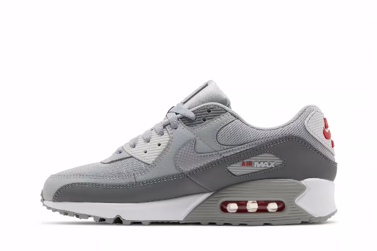 Nike Air Max 90 Light Smoke Grey Red, view 4