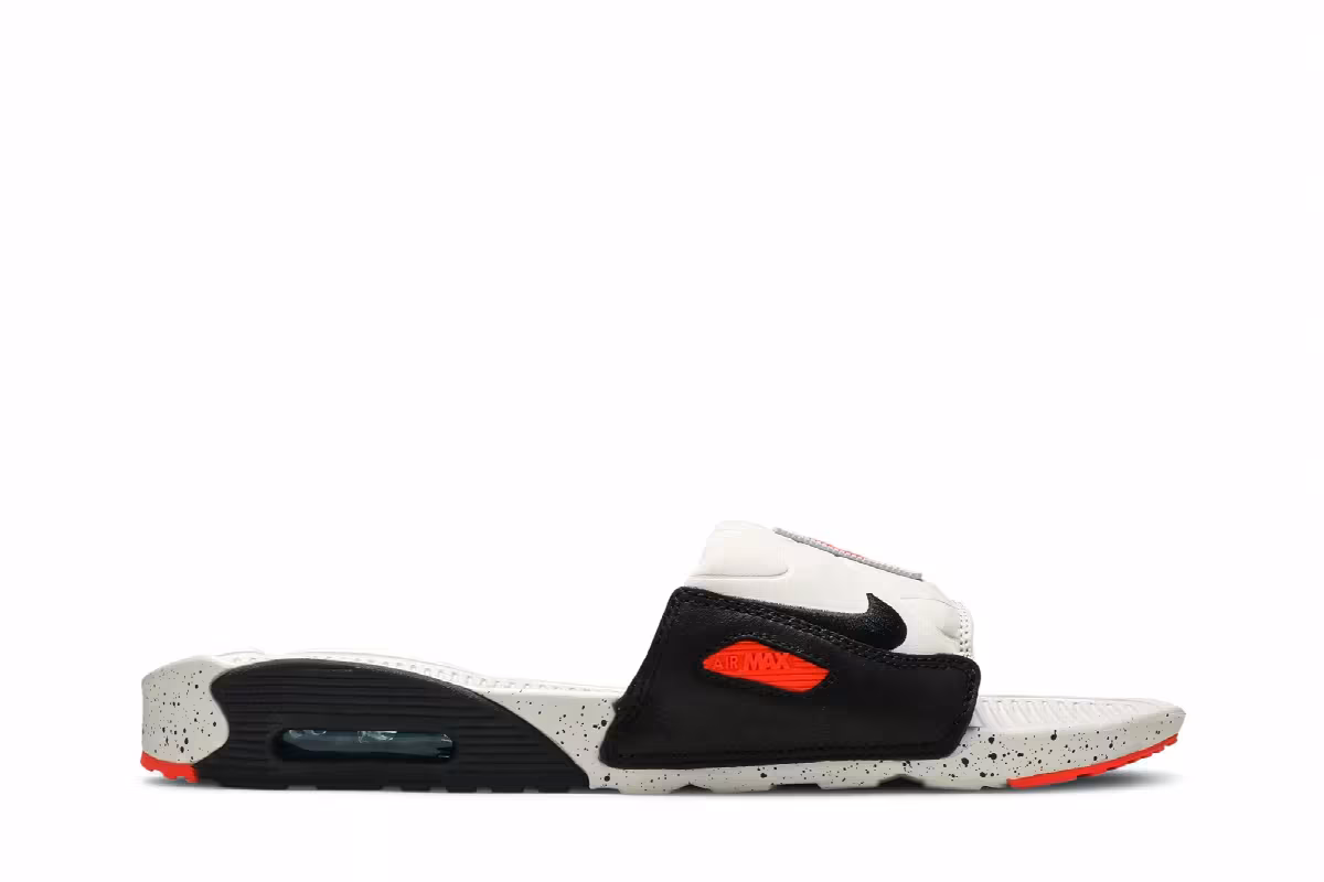 Nike Air Max 90 Slide White Turf Orange Speckled, view 2