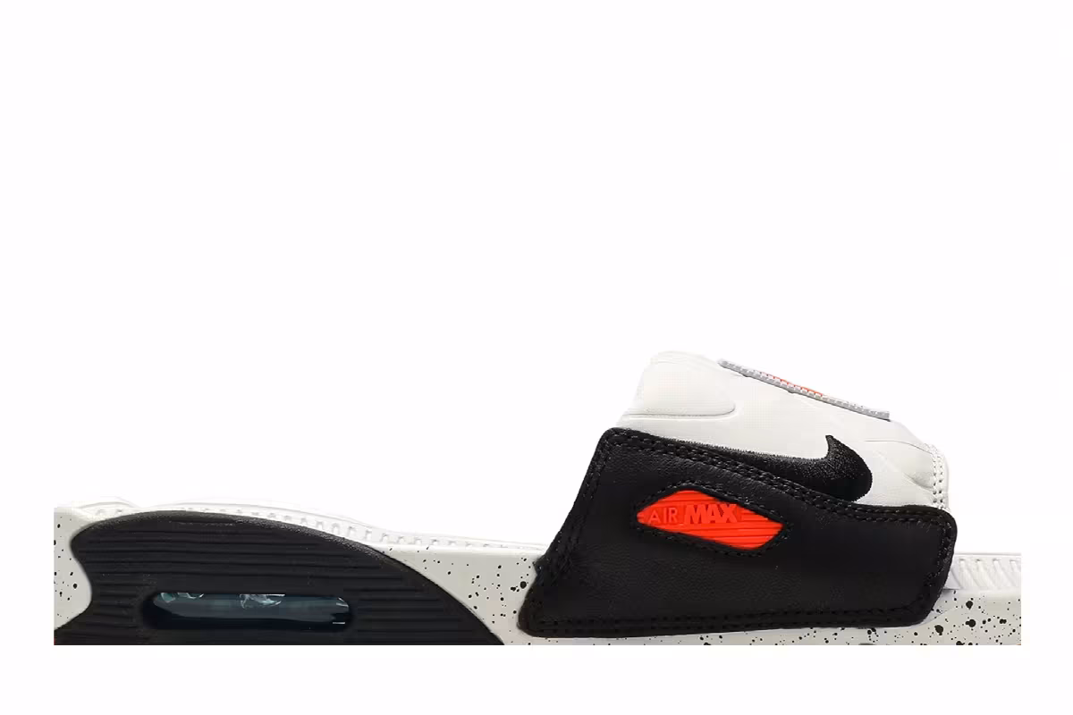 Nike Air Max 90 Slide White Turf Orange Speckled, view 3